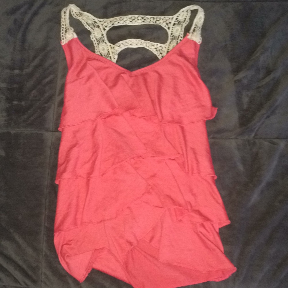Pink ruffle tank top